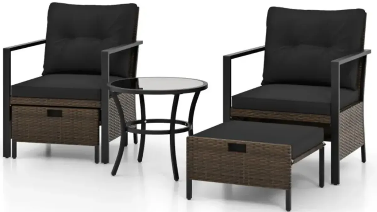 Hivvago 4 Piece Outdoor Furniture Set with Glass Topped Coffee Table