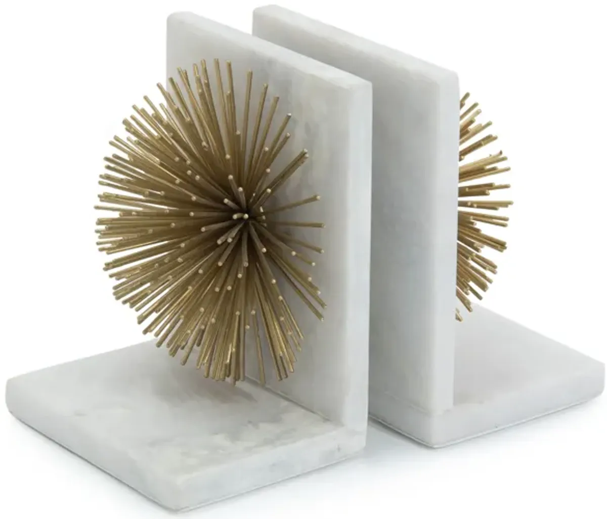 Gold Bursts On White Marble Bookends