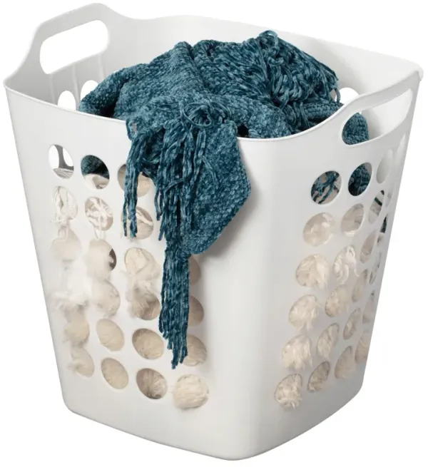 Flexible Plastic Carry Laundry Basket Holder Square Storage Hamper with Side Handles, Purple