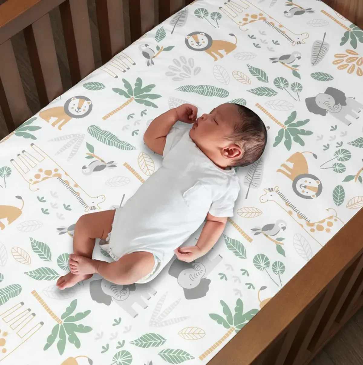 Lambs & Ivy Jungle Friends 5-Piece Safari Animals Nursery Baby Crib Bedding Set