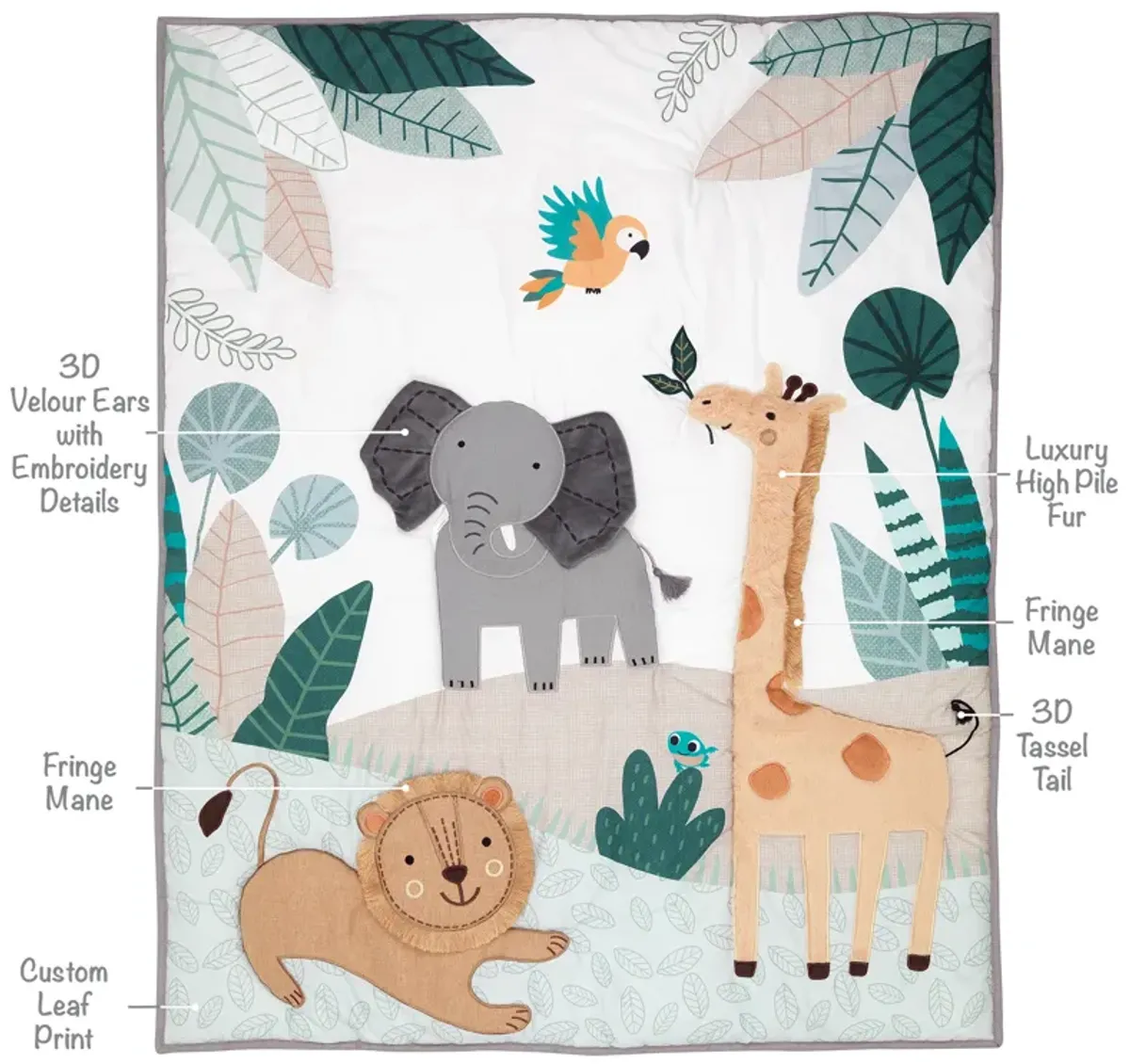 Lambs & Ivy Jungle Friends 5-Piece Safari Animals Nursery Baby Crib Bedding Set