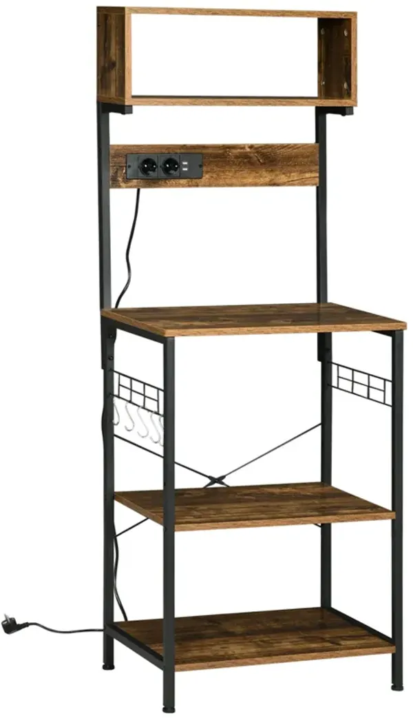 Versatile Kitchen Organizer: Baker's Rack with Power Outlet & USB