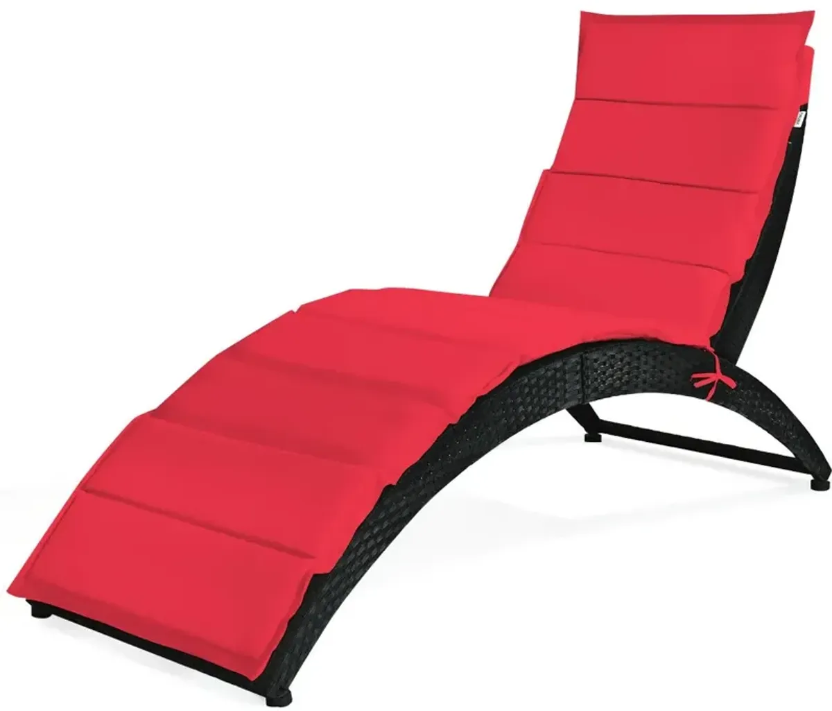 Folding Patio Rattan Lounge Cushioned Portable Chair