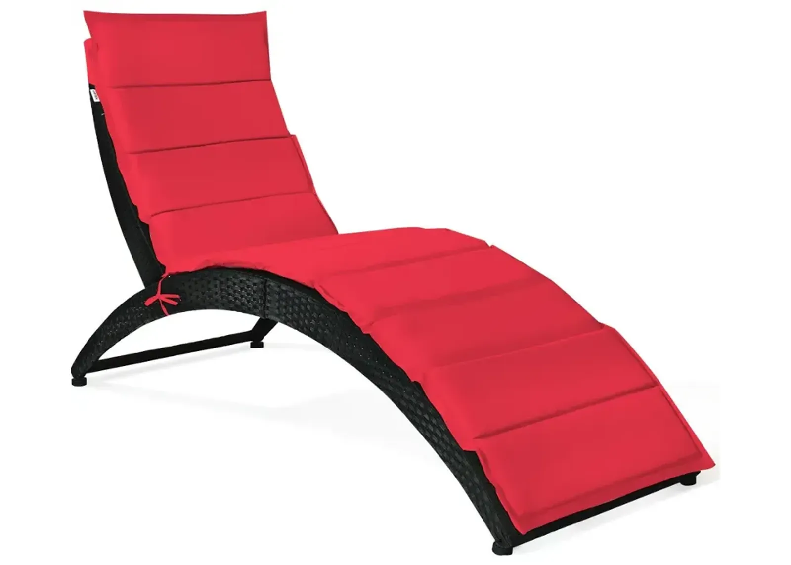 Folding Patio Rattan Lounge Cushioned Portable Chair