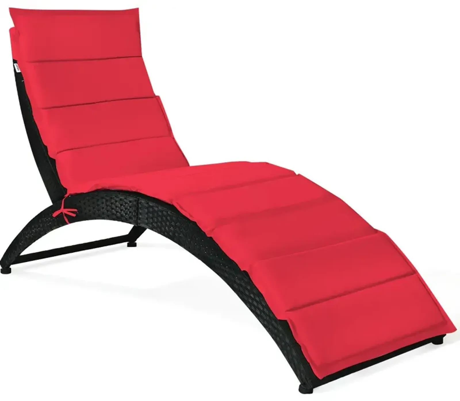 Folding Patio Rattan Lounge Cushioned Portable Chair