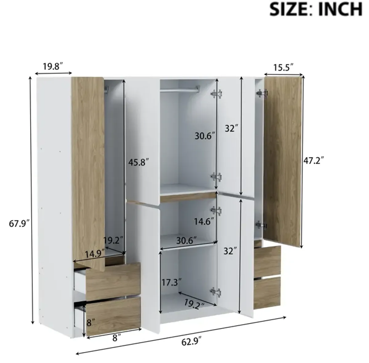 Merax 6-Door Wooden Wardrobe Closet