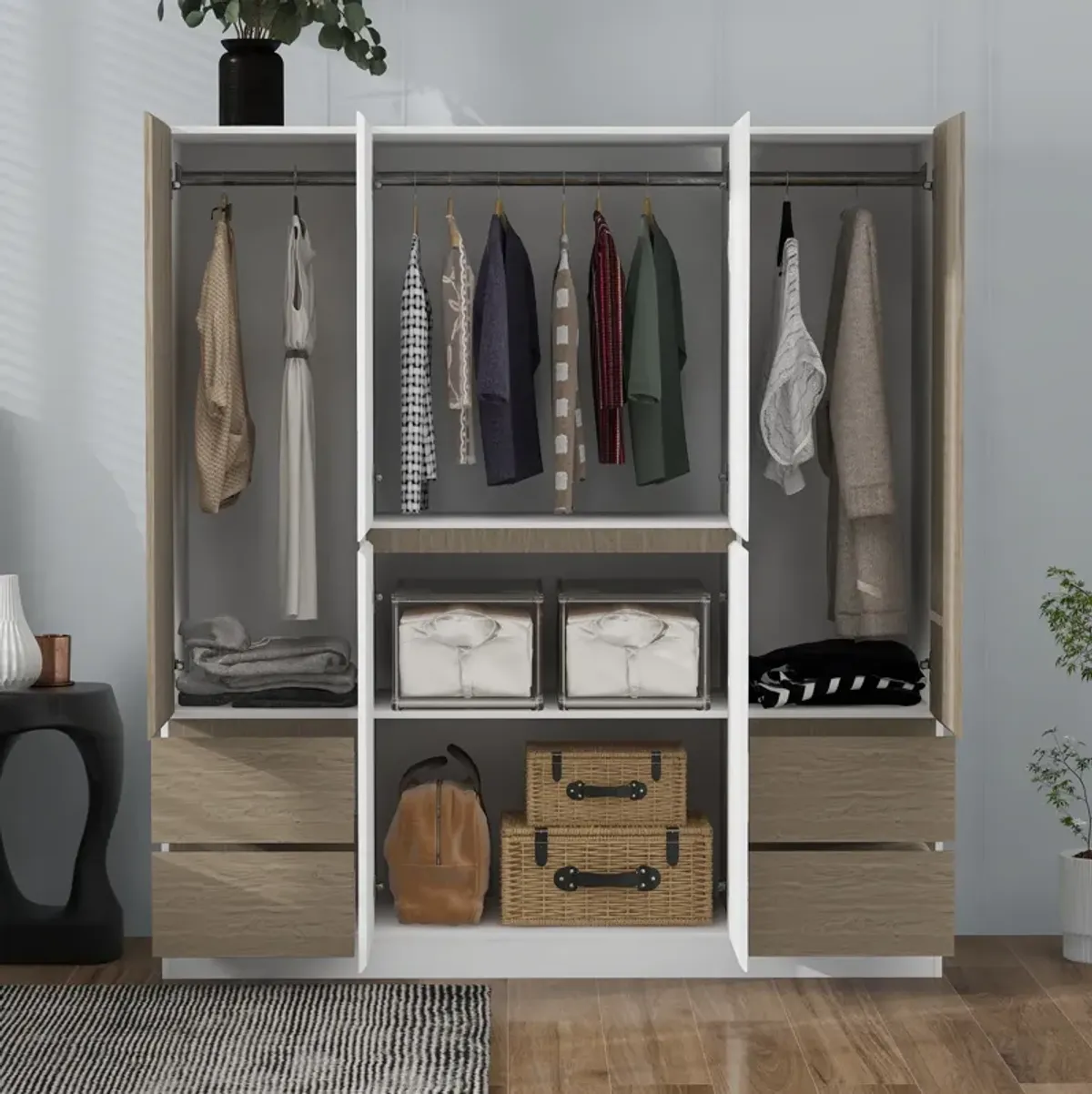 Merax 6-Door Wooden Wardrobe Closet