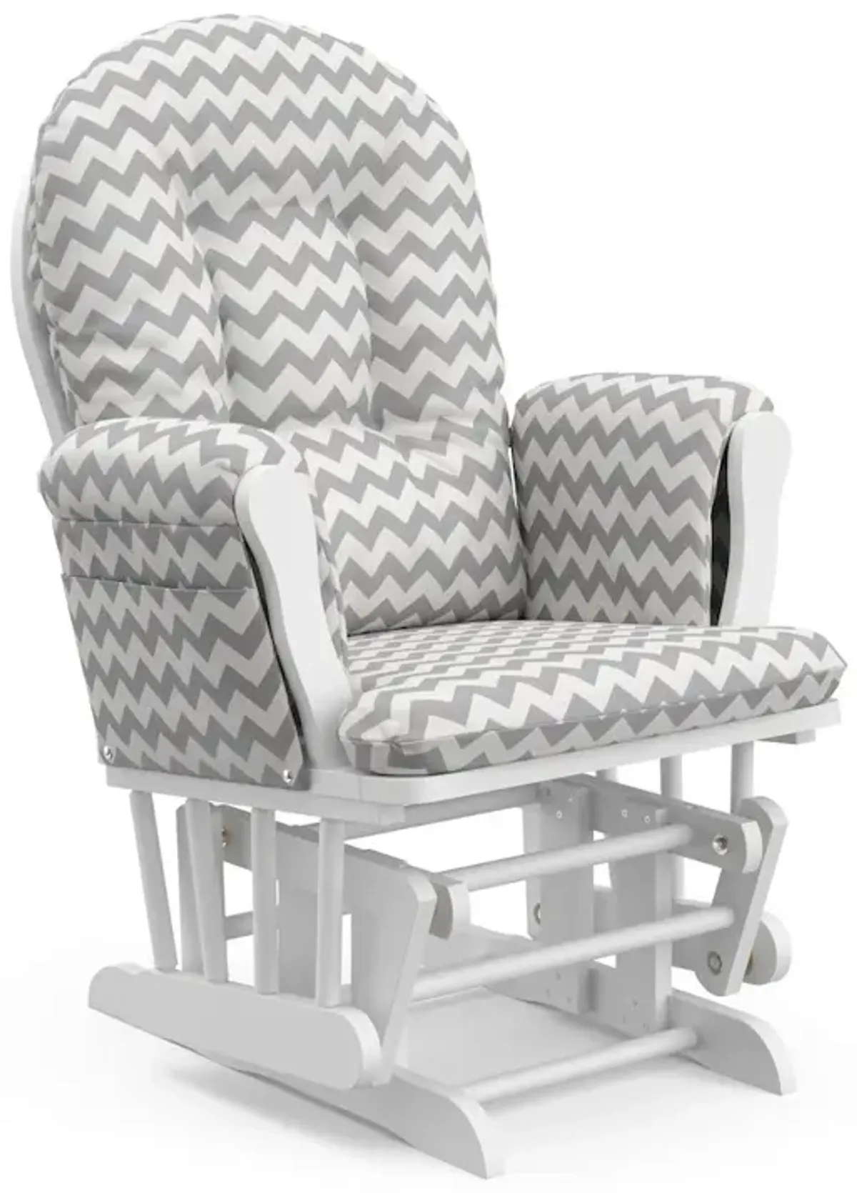 Storkcraft Hoop Glider and Ottoman - White with Gray Chevron