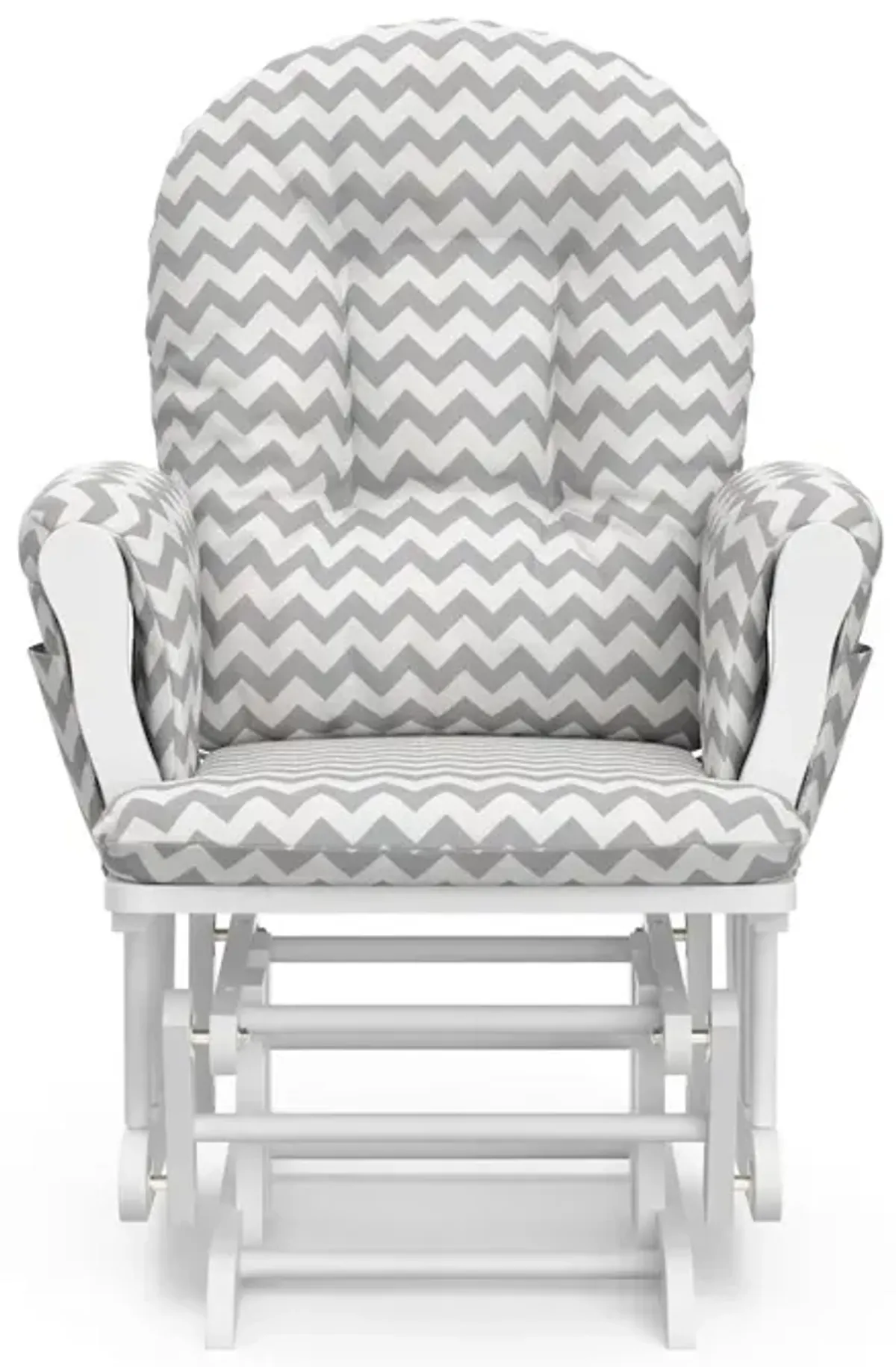 Storkcraft Hoop Glider and Ottoman - White with Gray Chevron