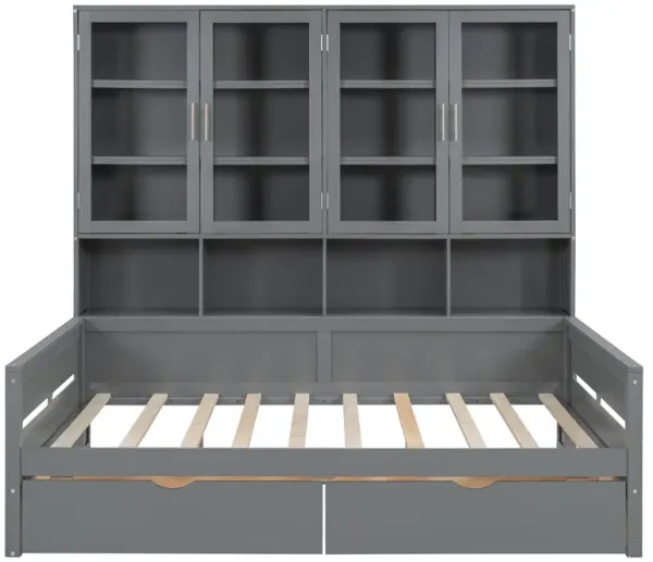 Merax Daybed Bed with Storage Cabinets and LED Lighting