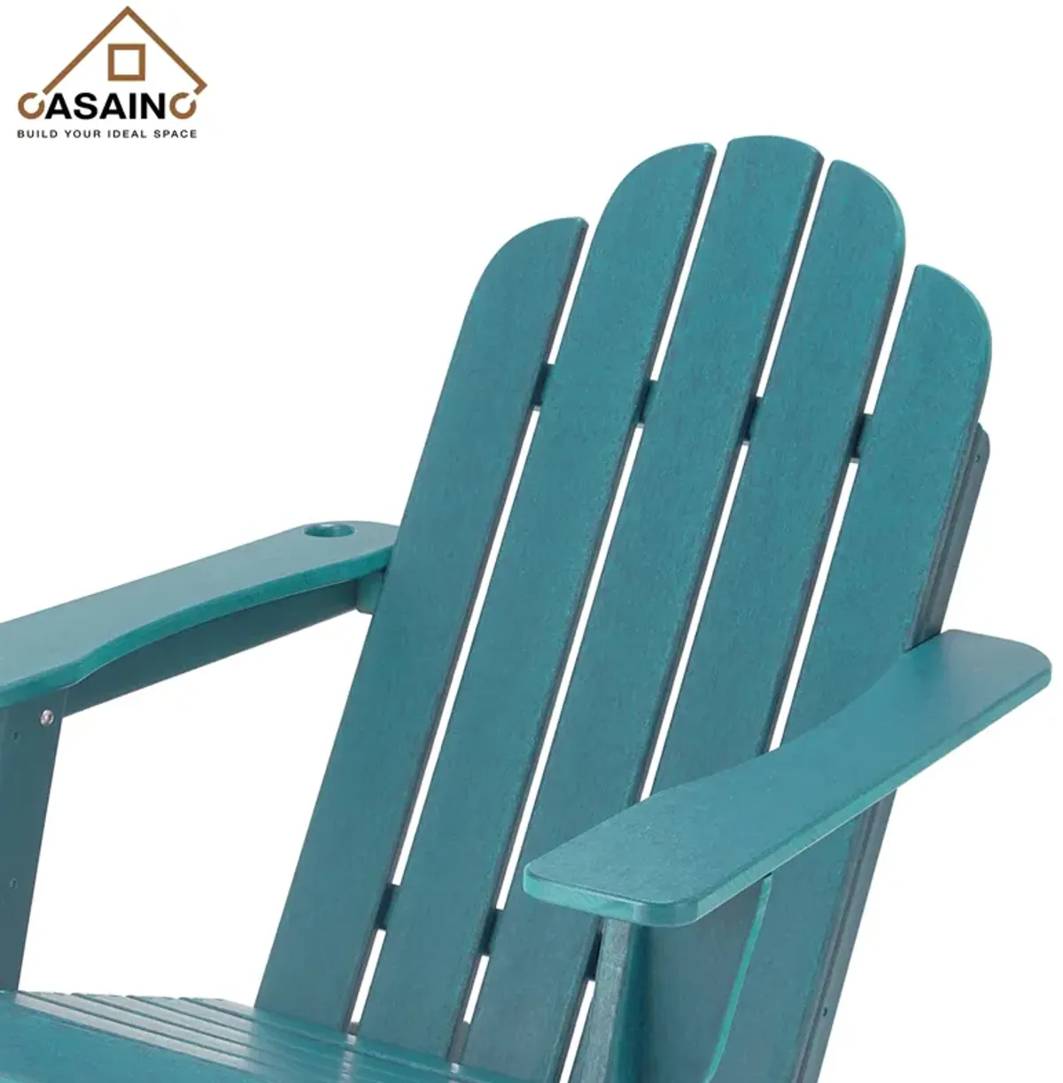 Traditional Curveback Plastic Patio Adirondack Chair with Cup Holder and umbrella holder Outdoor