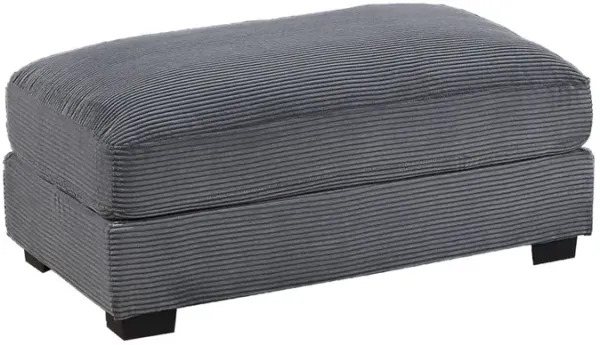 Lomi Cocktail Ottoman, Dark Gray Corduroy, Black Legs, 45 x 28 Inch - Benzara