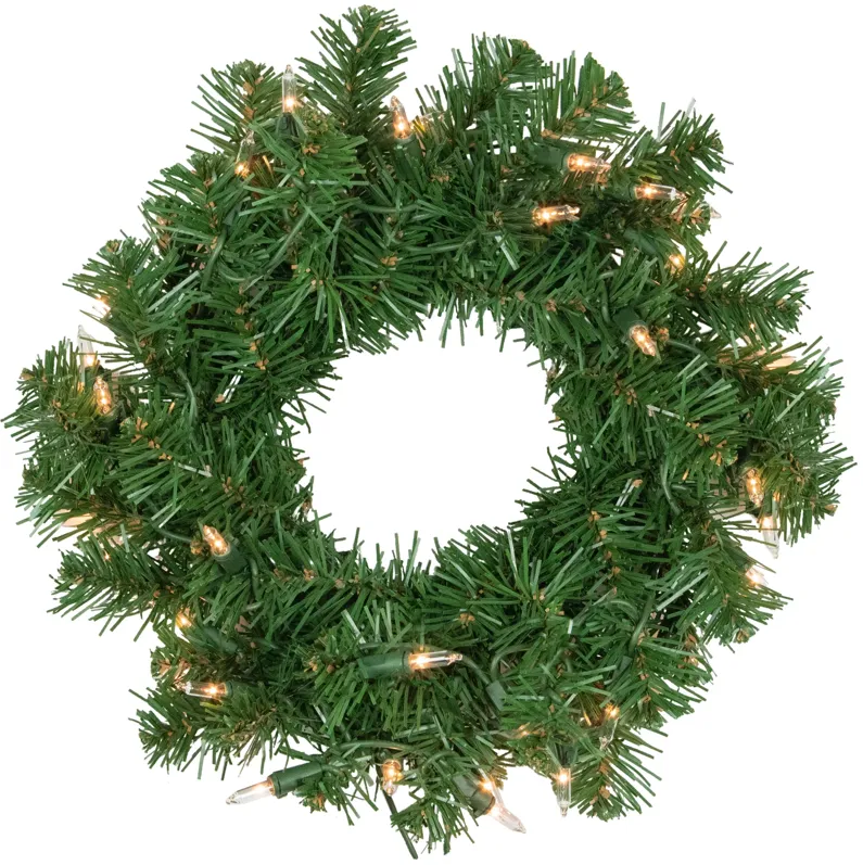 12"Pre-Lit Deluxe Dorchester Pine Artificial Christmas Wreath-35 Clear Lights