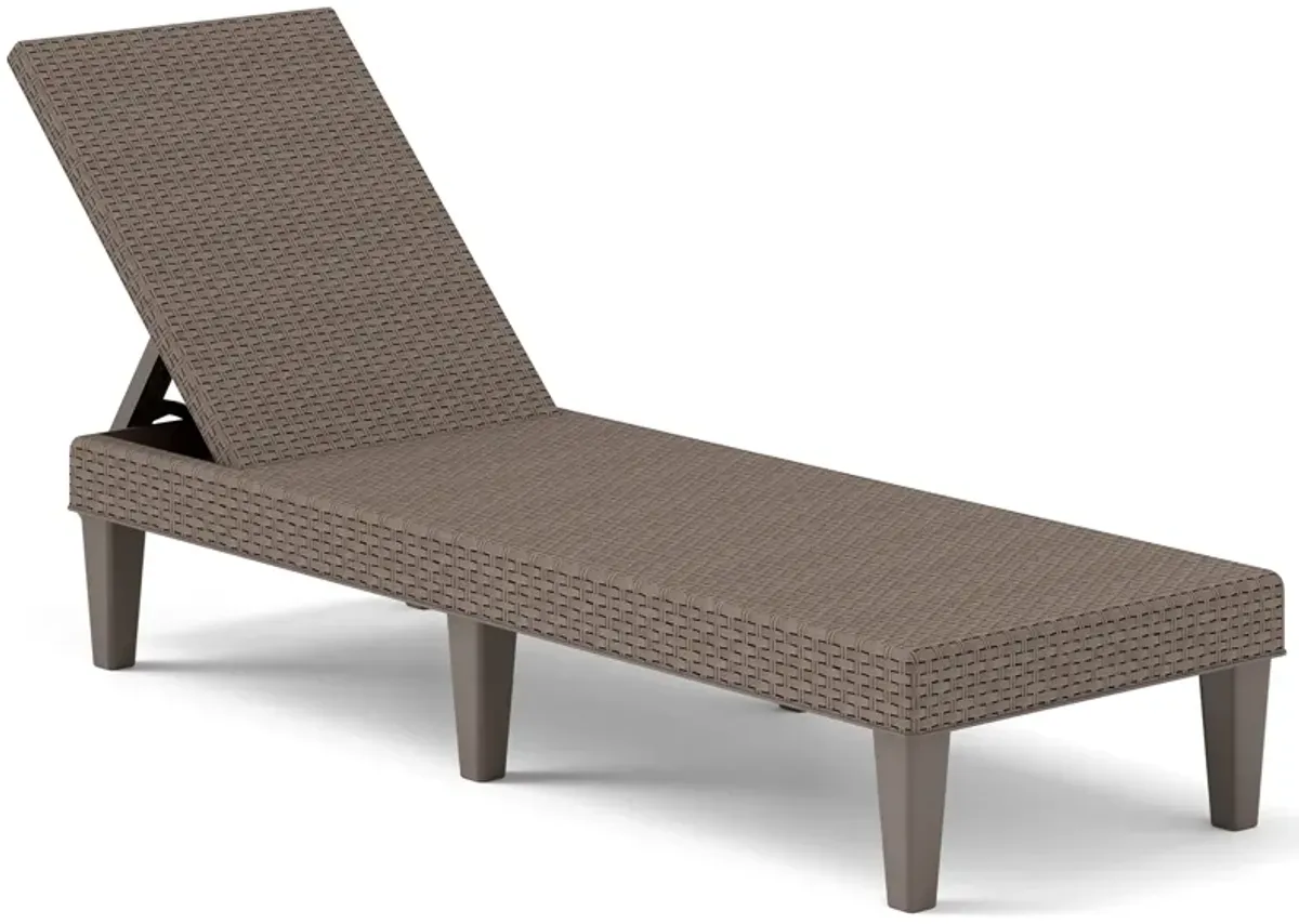 Outdoor Chaise Lounger Chair with Waterproof Rattan Textured PP Surface