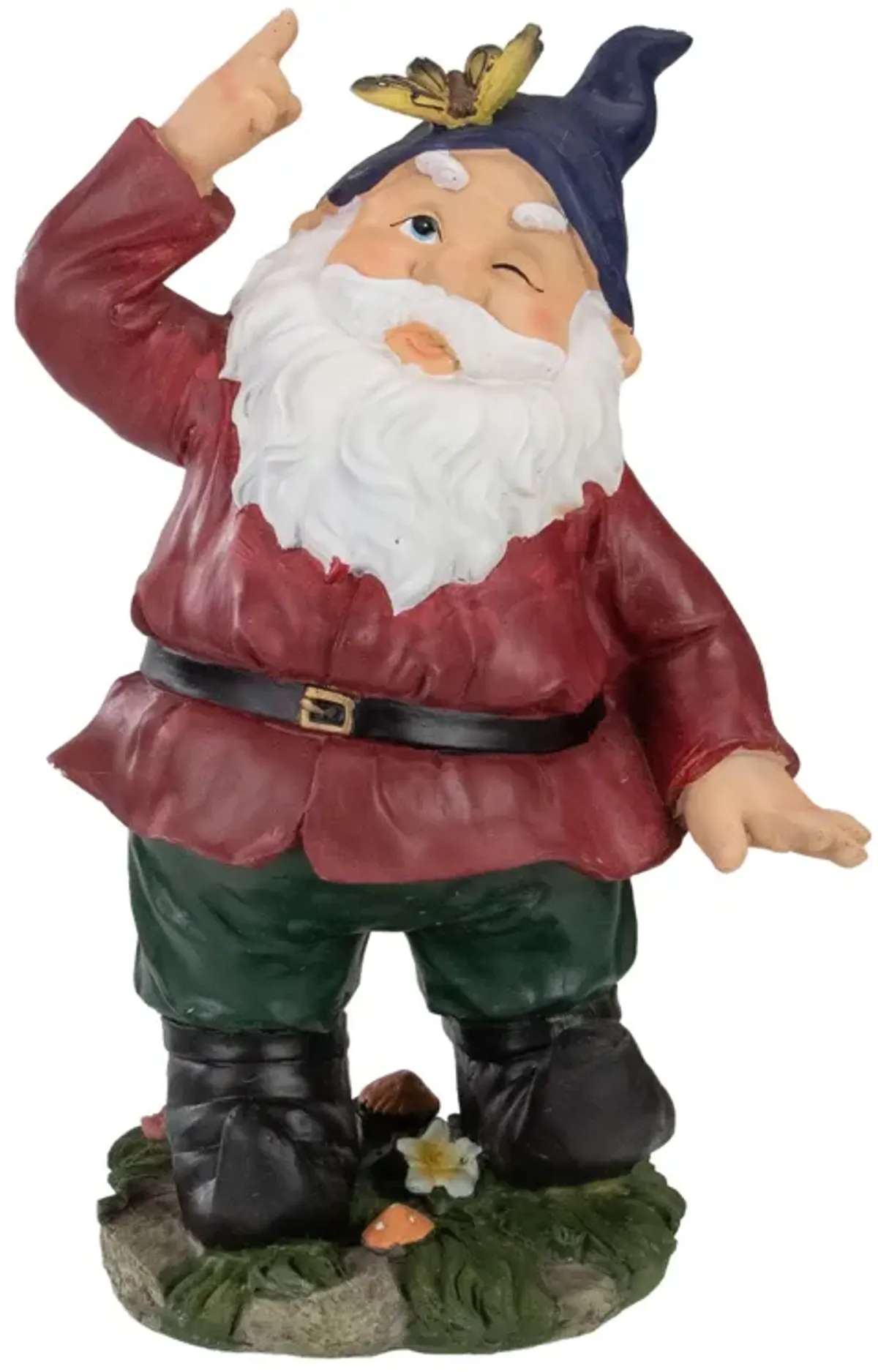 11.25" Red and Green Gnome with Butterfly Outdoor Garden Statue