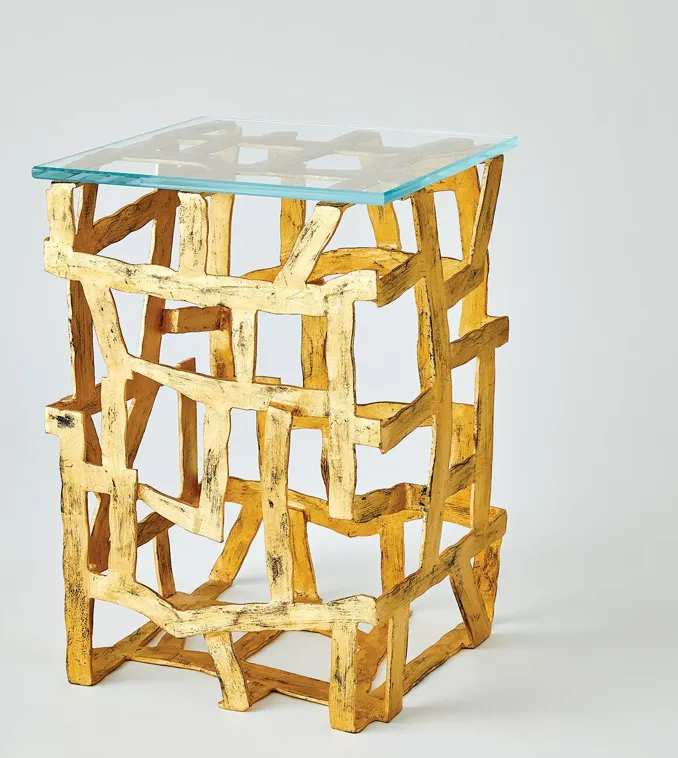 Fragments End Table- Gold