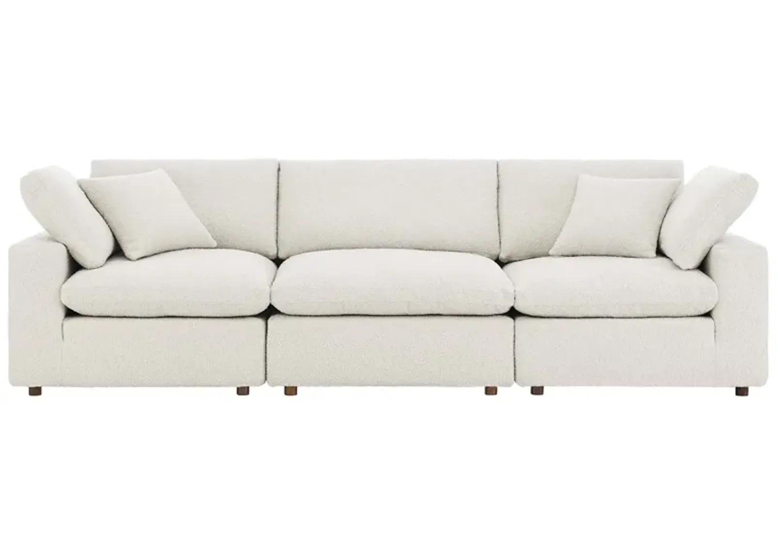 Commix Down Filled Overstuffed Boucle Fabric 3-Seater Sofa