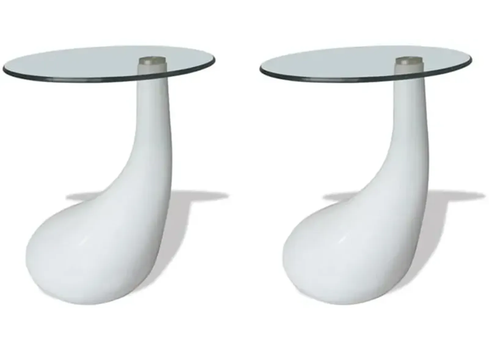 vidaXL Coffee Tables 2 pcs with Round Glass Top High Gloss White