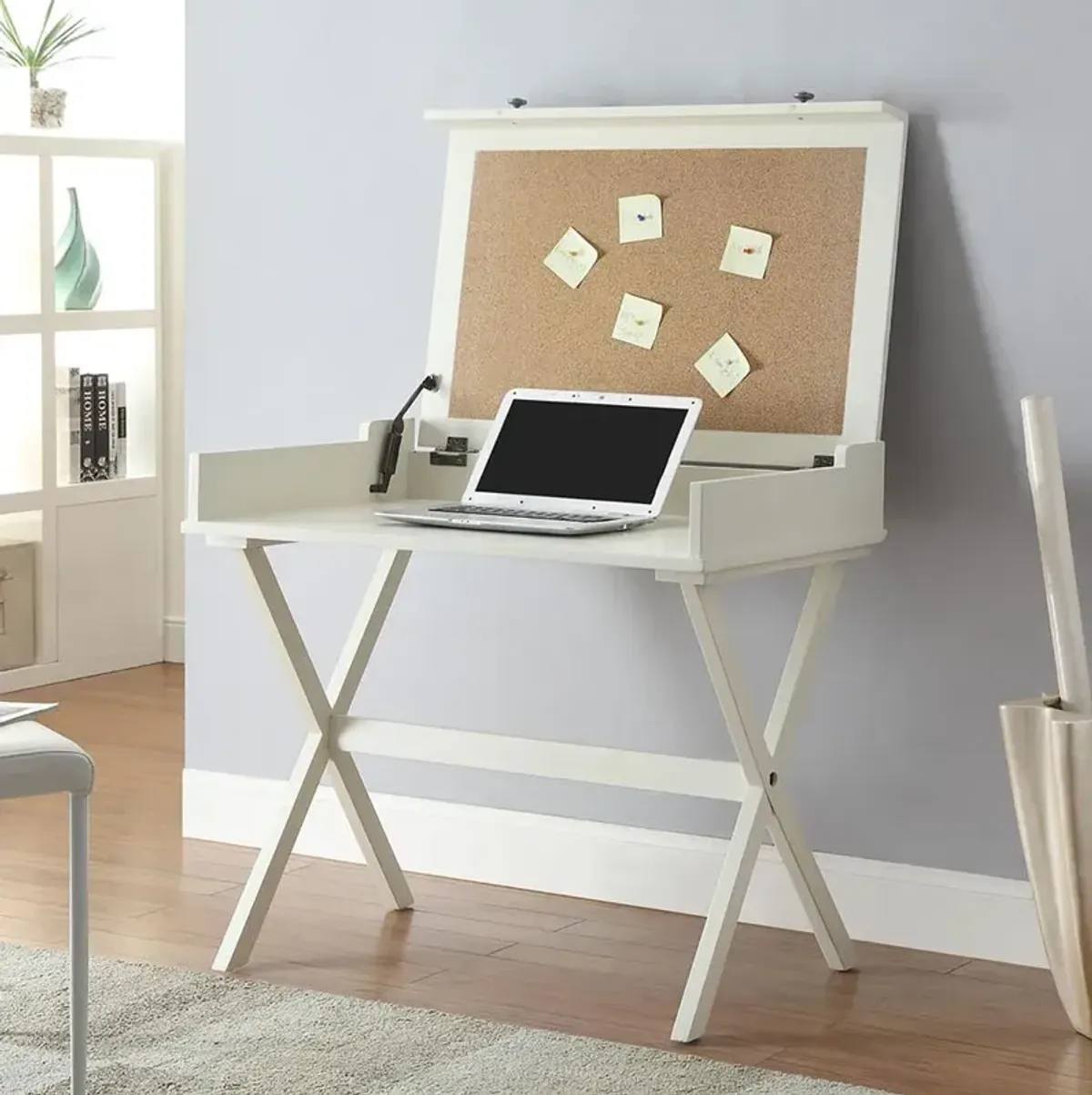 Carolina Living Elise Flip Top Cork Board Desk - Antique White