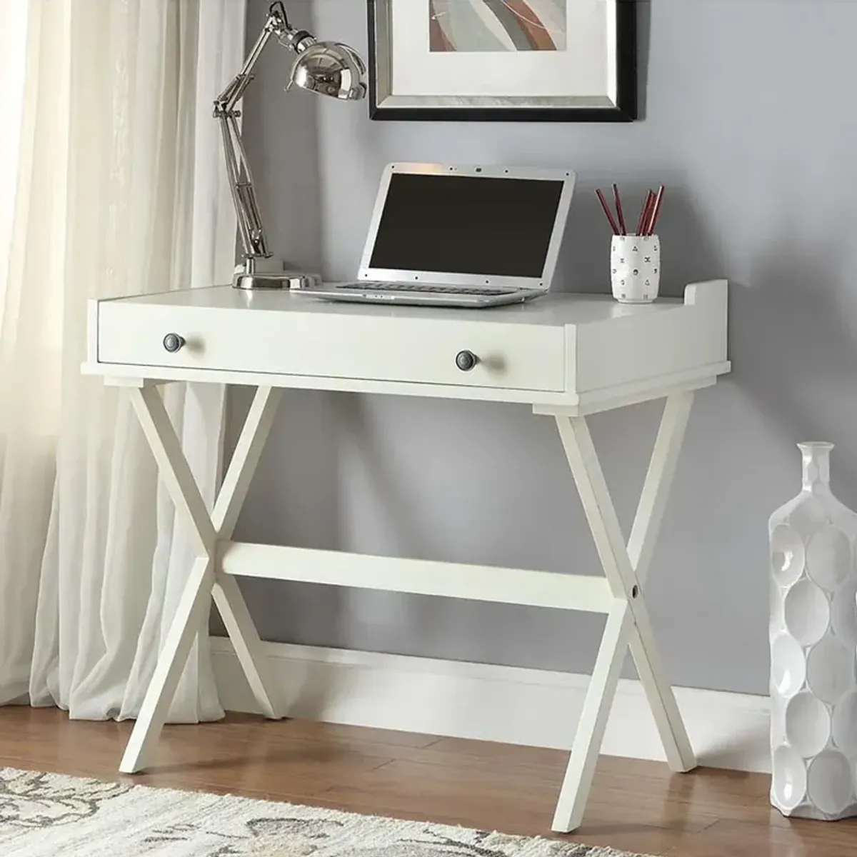 Carolina Living Elise Flip Top Cork Board Desk - Antique White