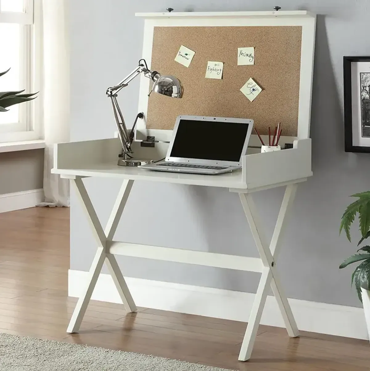 Carolina Living Elise Flip Top Cork Board Desk - Antique White