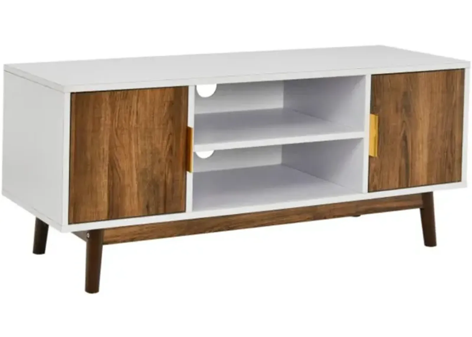 Hivvago 2 Door TV Stand with 2 Cabinets and Open Shelves for TVs up to 50 Inch TV