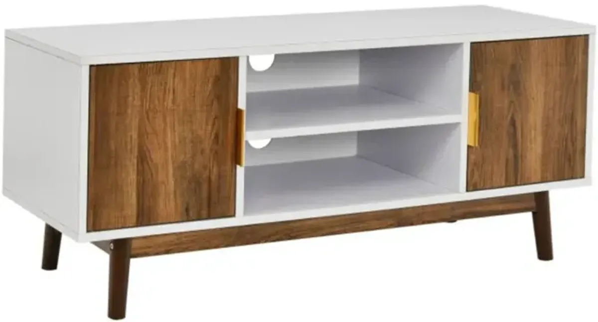 Hivvago 2 Door TV Stand with 2 Cabinets and Open Shelves for TVs up to 50 Inch TV