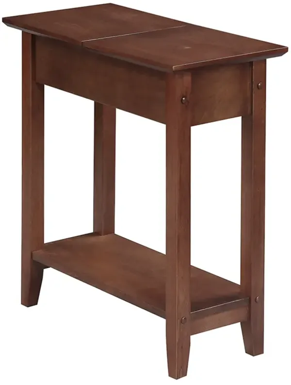Convenience Concepts American Heritage Flip Top End Table with Shelf, Walnut