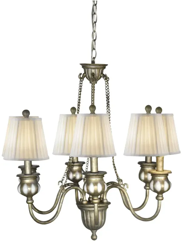 27" Gold and White Contemporary 6-Light Chandelier