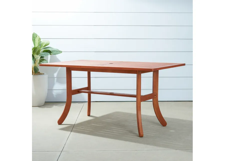 Malibu Outdoor Rectangular Dining Table With Curvy Legs