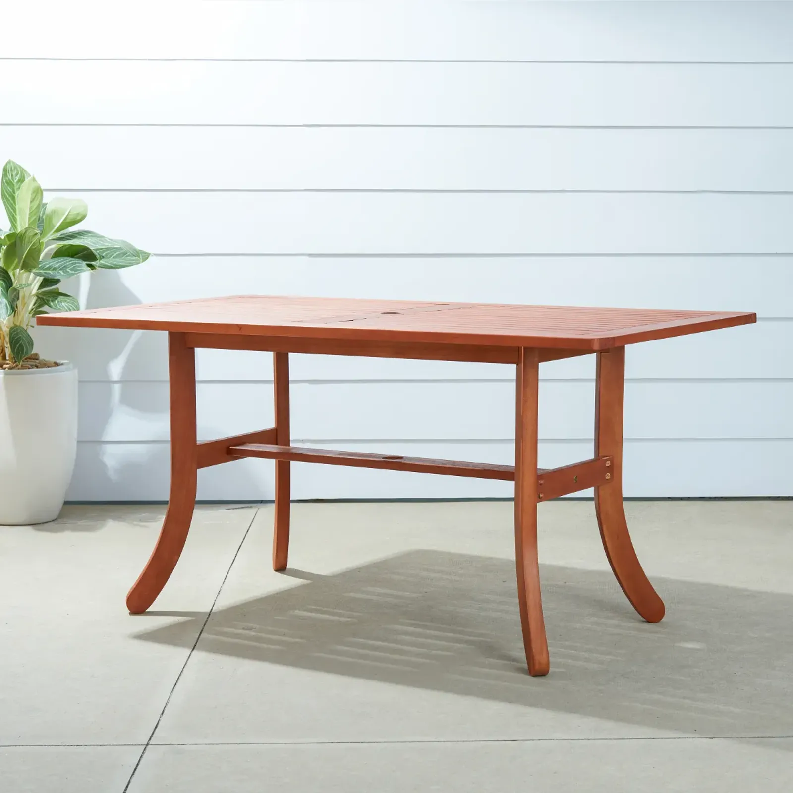 Malibu Outdoor Rectangular Dining Table With Curvy Legs