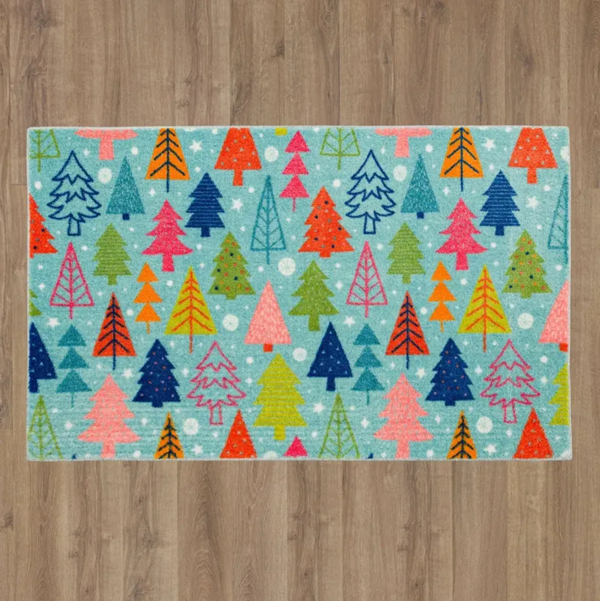 Tree Scatter Aqua 2' 6" x 4' 2" Kitchen Mat