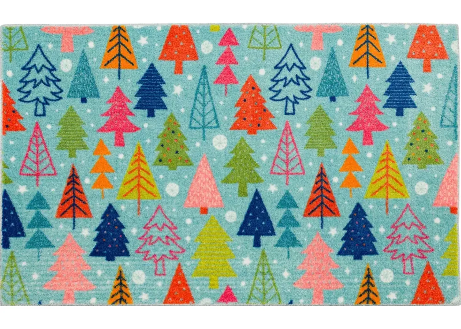 Tree Scatter Aqua 2' 6" x 4' 2" Kitchen Mat