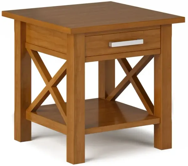 Simpli Home Kitchener Solid Wood End Table In Light Golden Brown