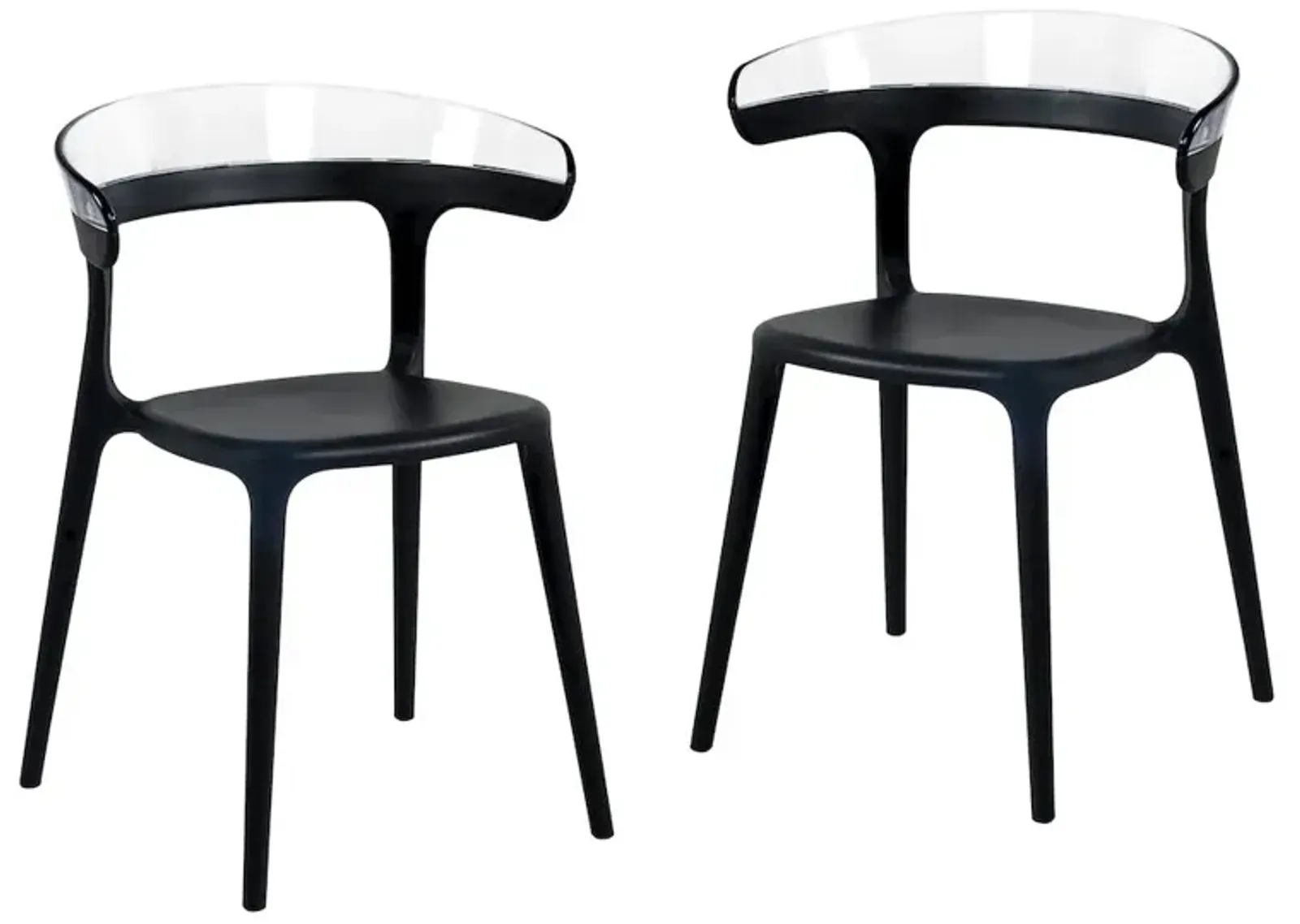 Omax Decor Mia Resin Patio Dining Chair in Black and Clear - (Set of 2)