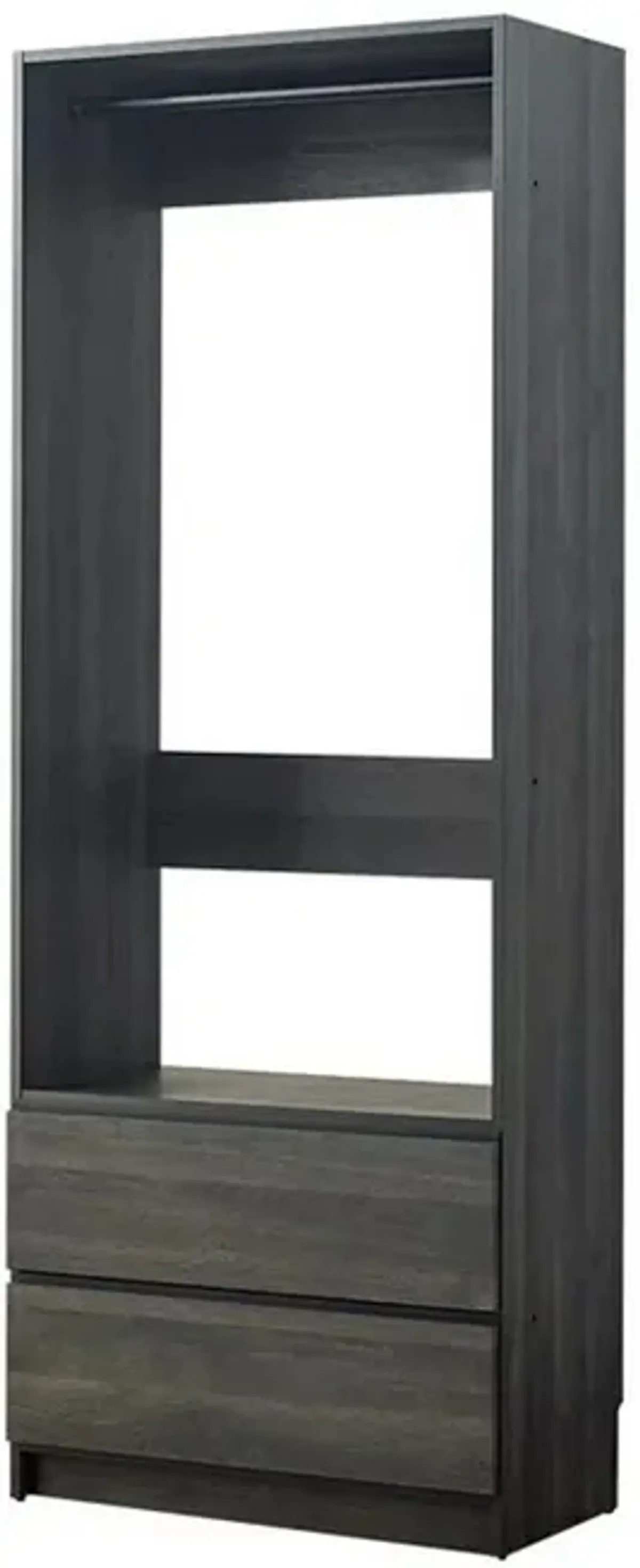 Dee Modular Closet System, 1 Metal Hanging Rod and 2 Drawer, Black Finish