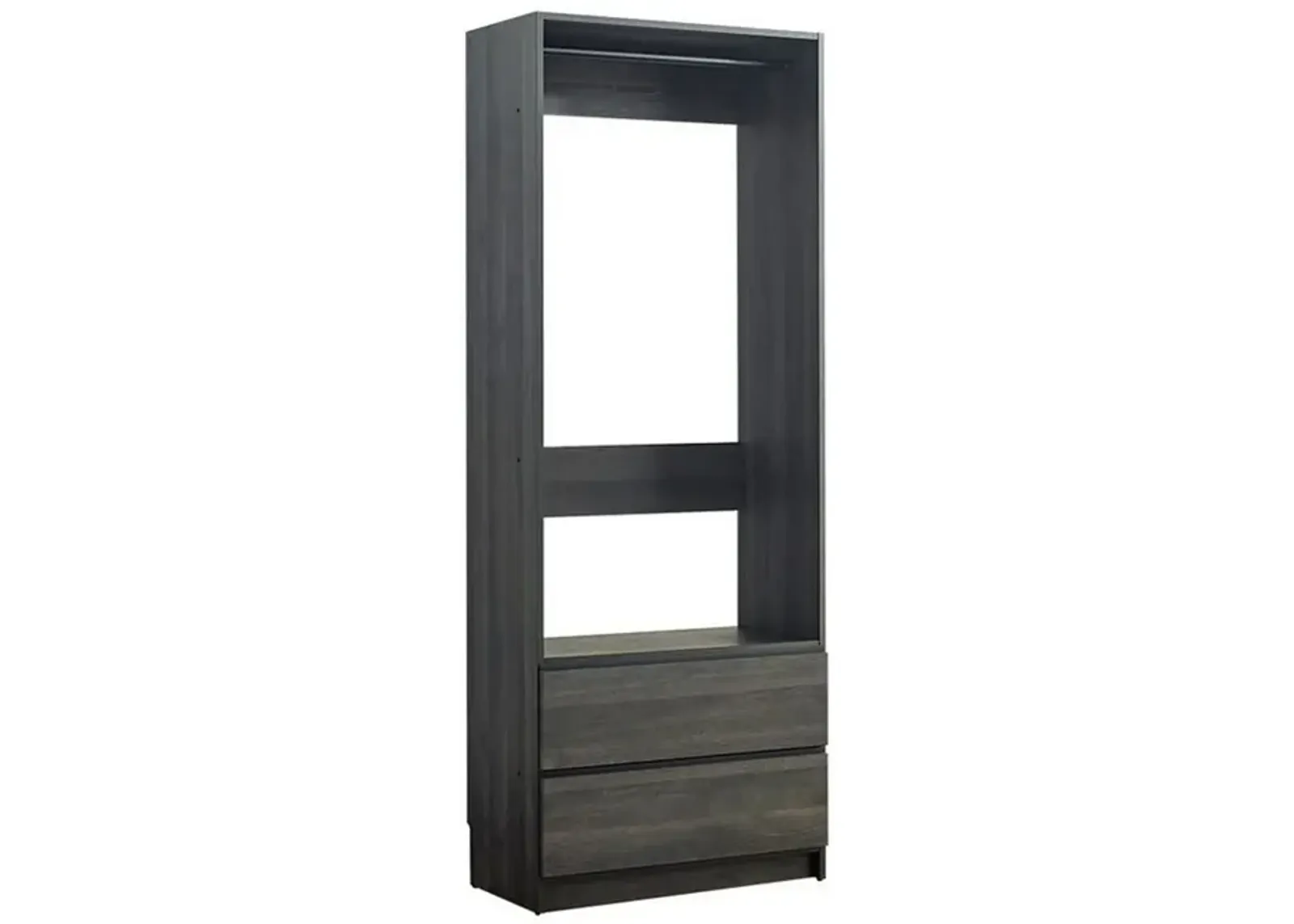 Dee Modular Closet System, 1 Metal Hanging Rod and 2 Drawer, Black Finish