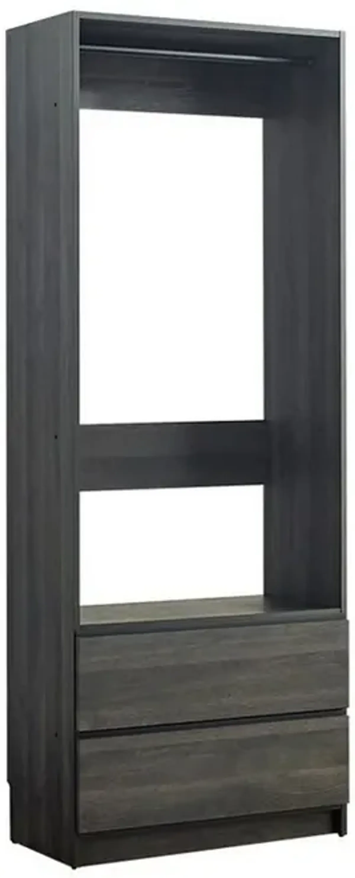 Dee Modular Closet System, 1 Metal Hanging Rod and 2 Drawer, Black Finish