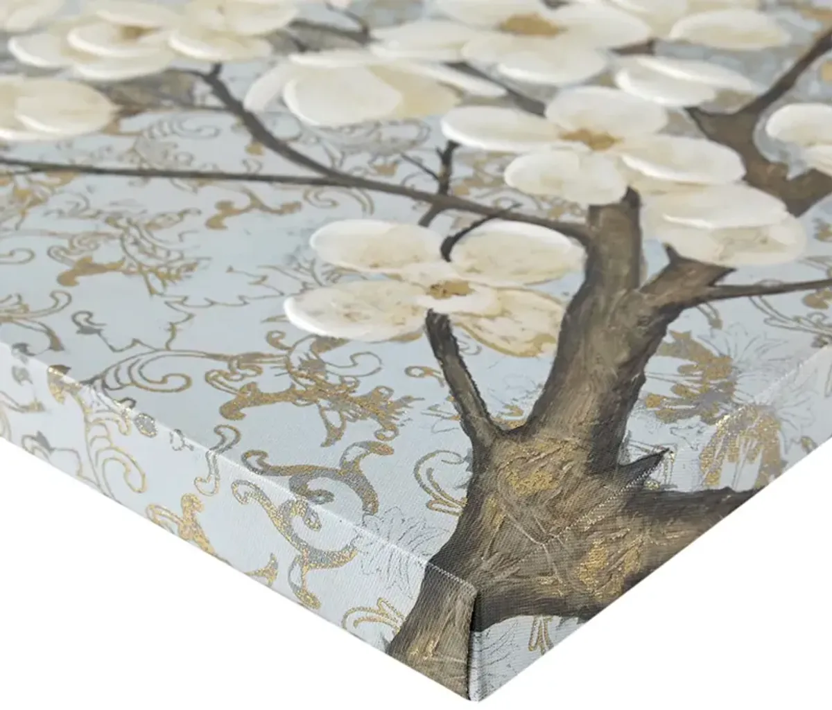 Gracie Mills Odell Gilded Blossoms Hand-Embellished Canvas Wall Art