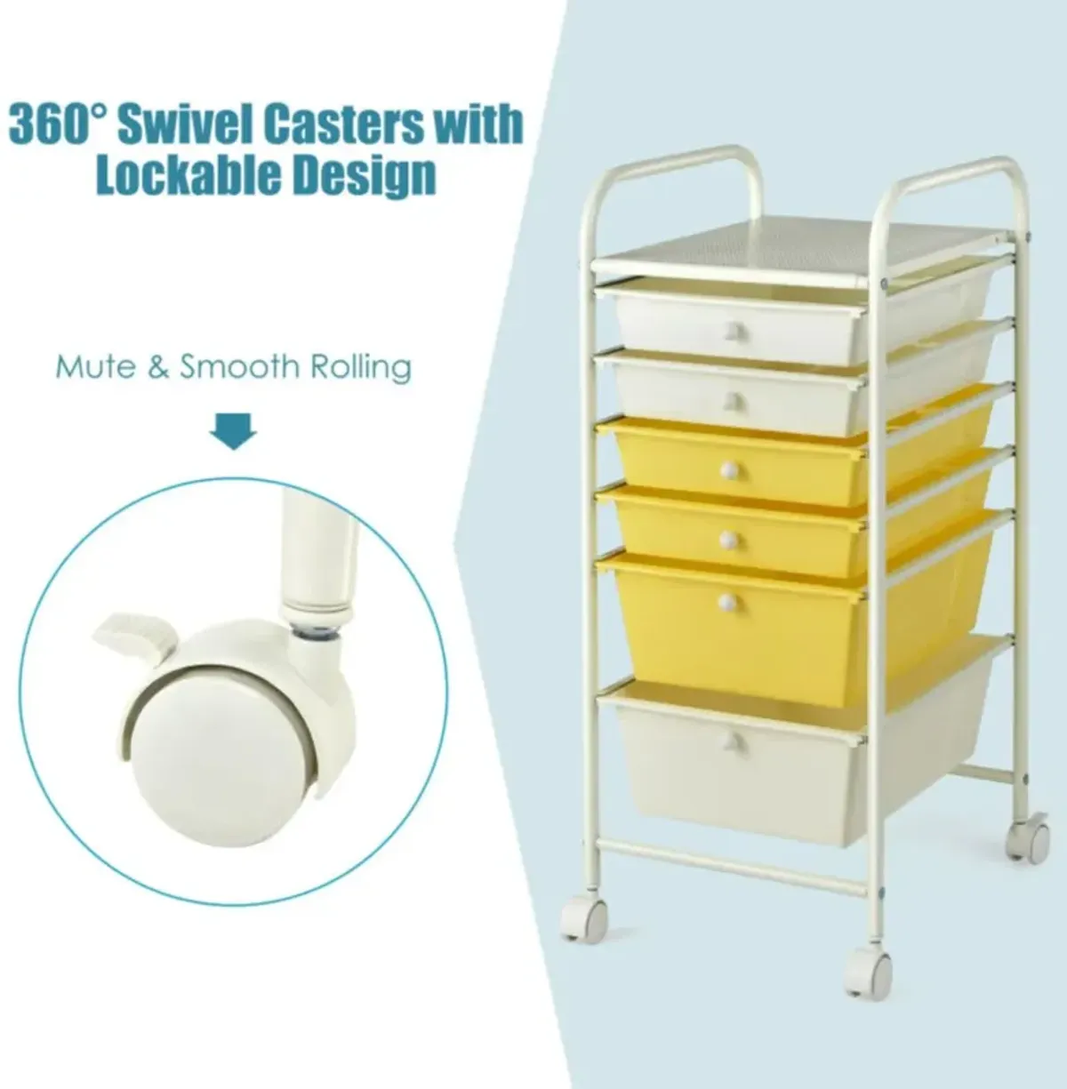 Hivvago 6 Drawers Rolling Storage Cart Organizer