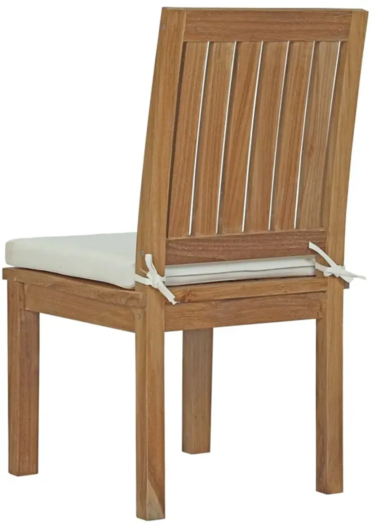 Modway EEI-2700-NAT-WHI Marina Premium Grade A Teak Wood Outdoor Patio, Dining Side Chair, Natural White