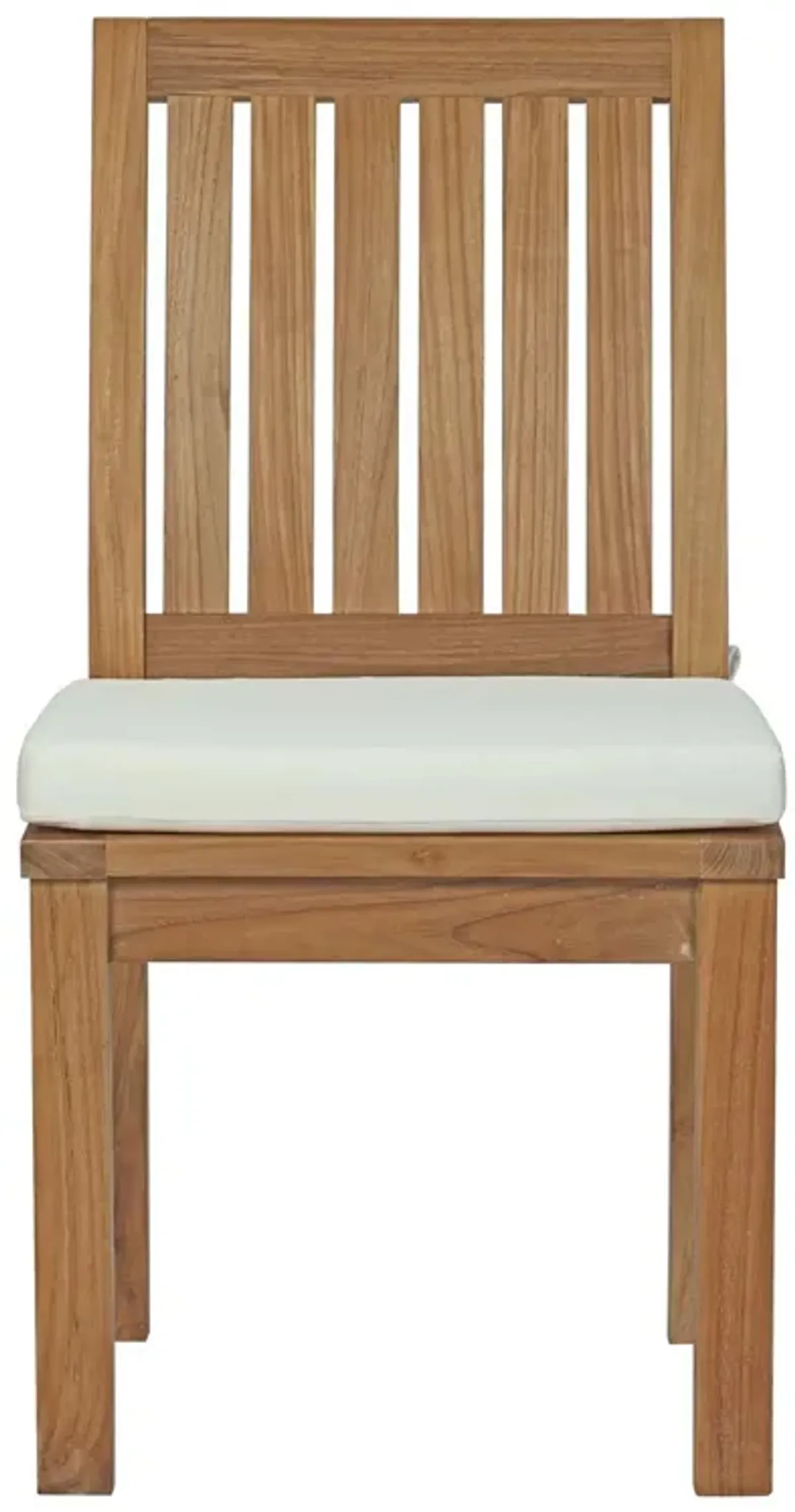 Modway EEI-2700-NAT-WHI Marina Premium Grade A Teak Wood Outdoor Patio, Dining Side Chair, Natural White