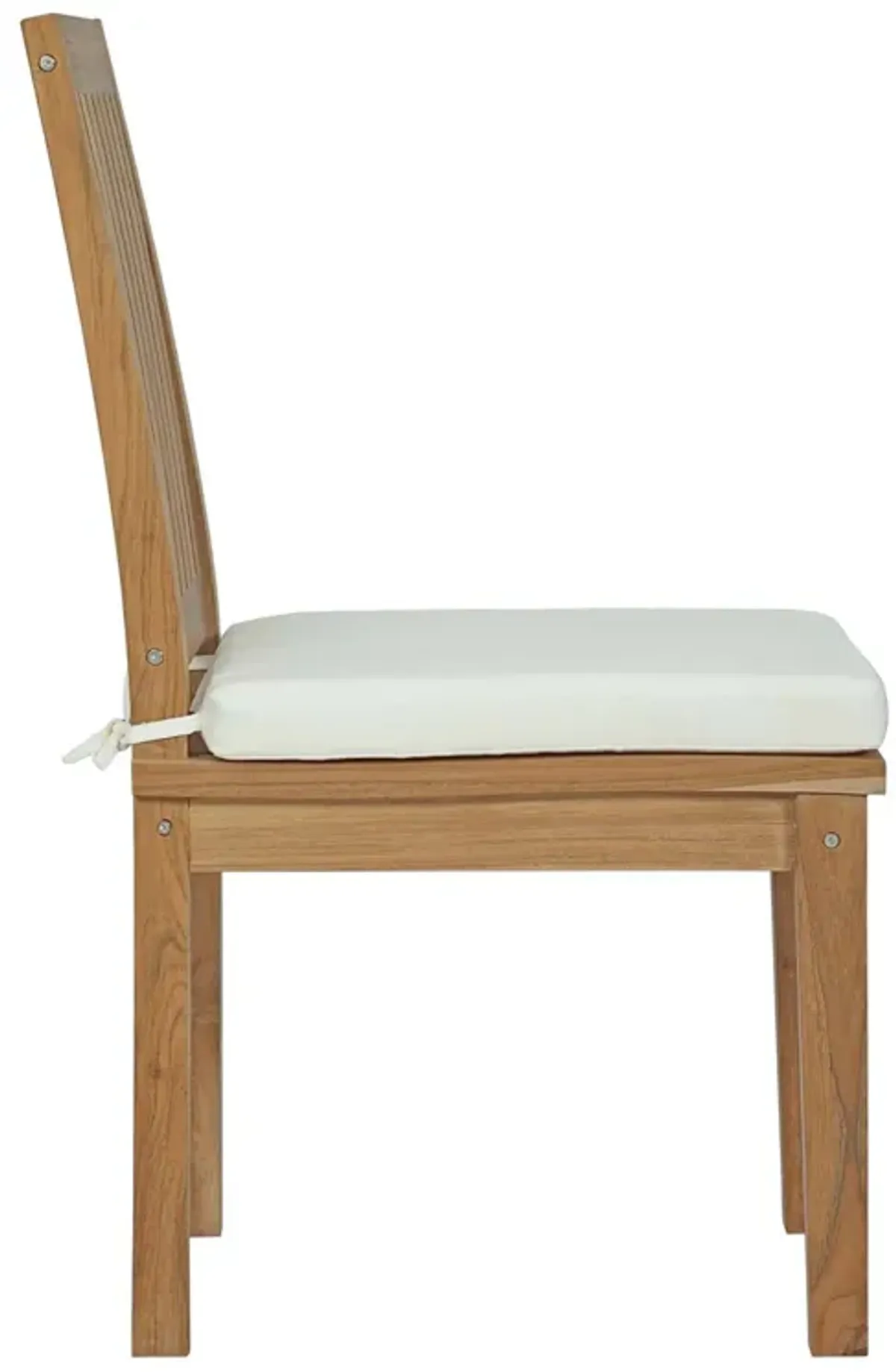 Modway EEI-2700-NAT-WHI Marina Premium Grade A Teak Wood Outdoor Patio, Dining Side Chair, Natural White