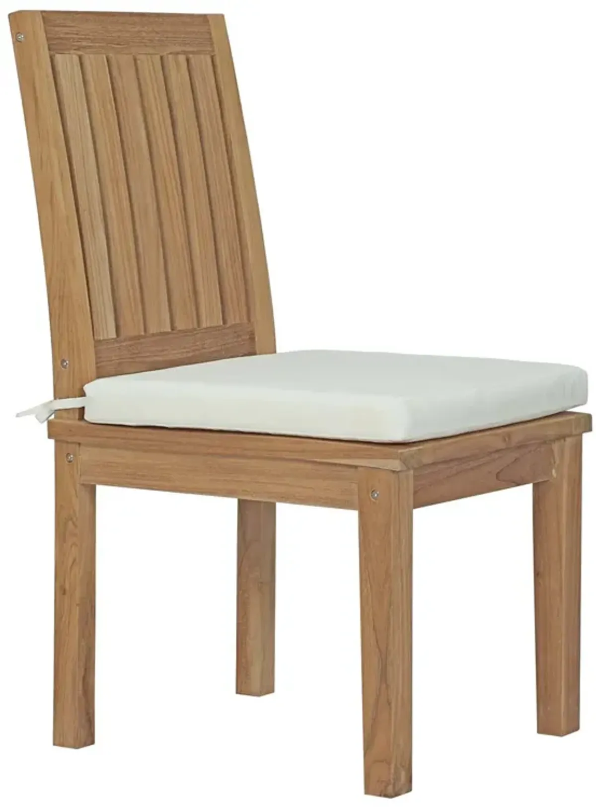 Modway EEI-2700-NAT-WHI Marina Premium Grade A Teak Wood Outdoor Patio, Dining Side Chair, Natural White