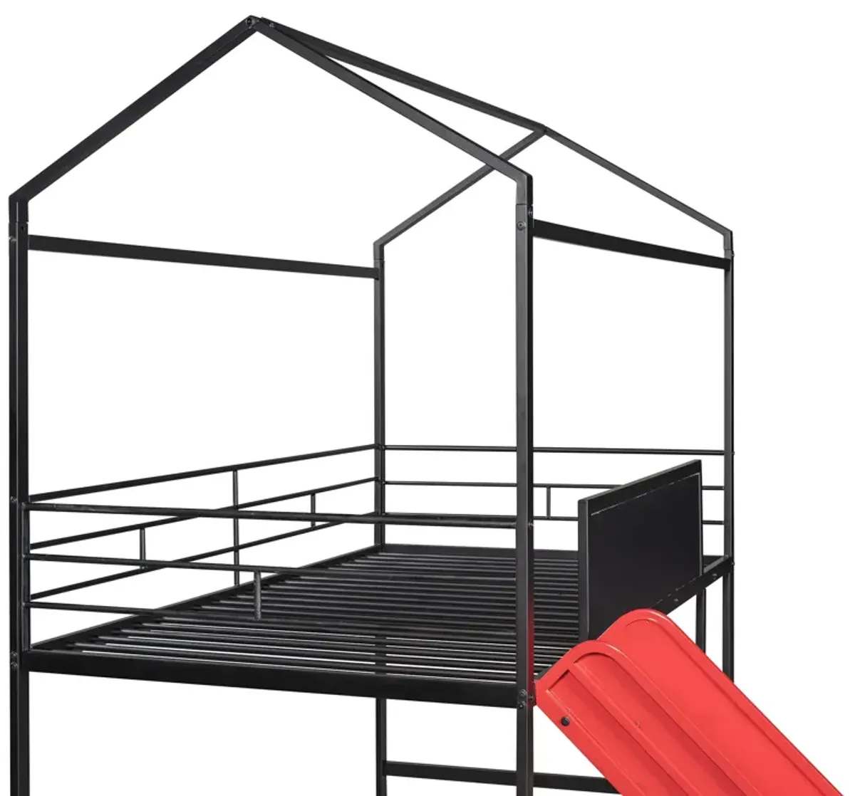 Merax Metal House Bed Loft Bed with Slide