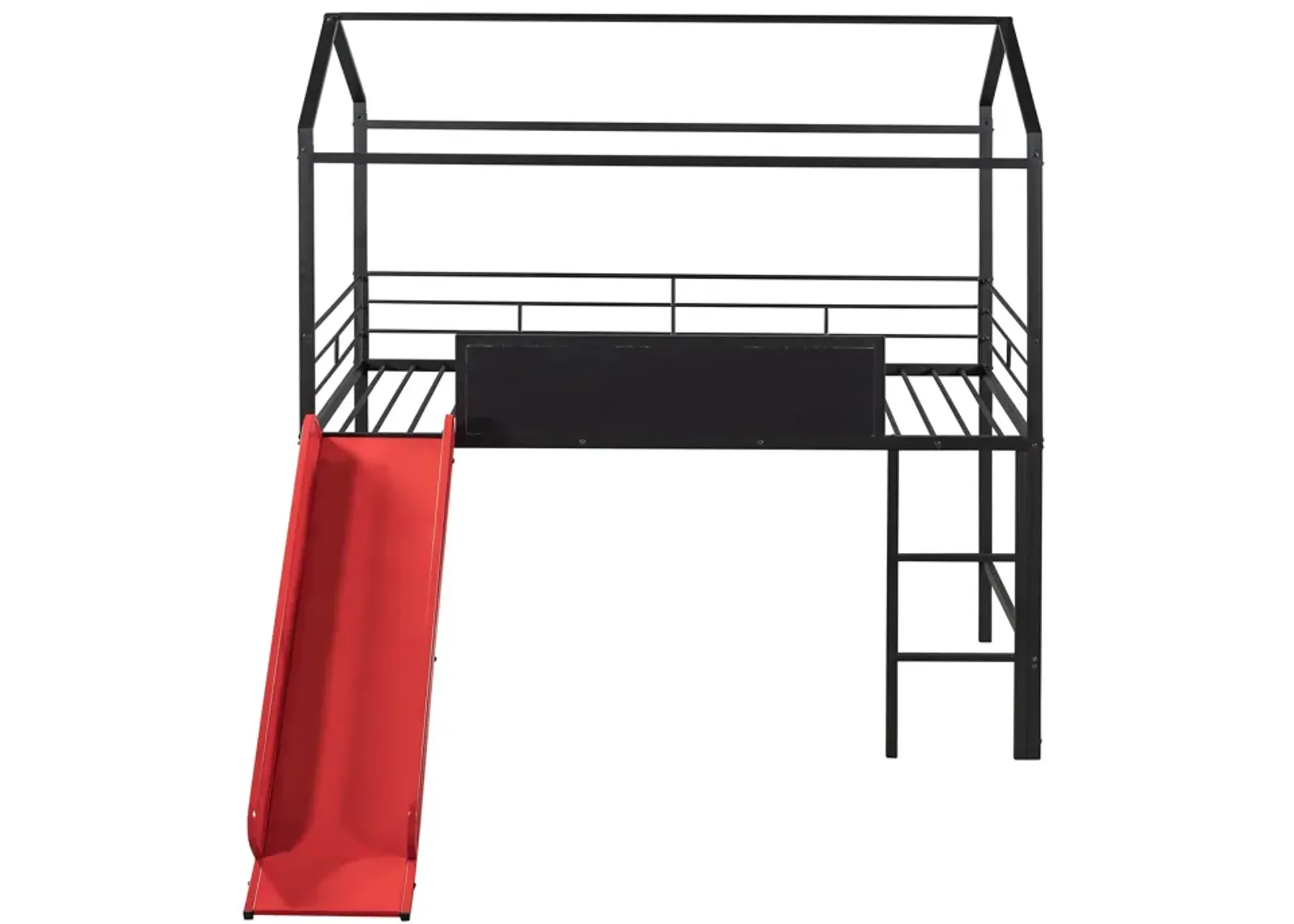 Merax Metal House Bed Loft Bed with Slide