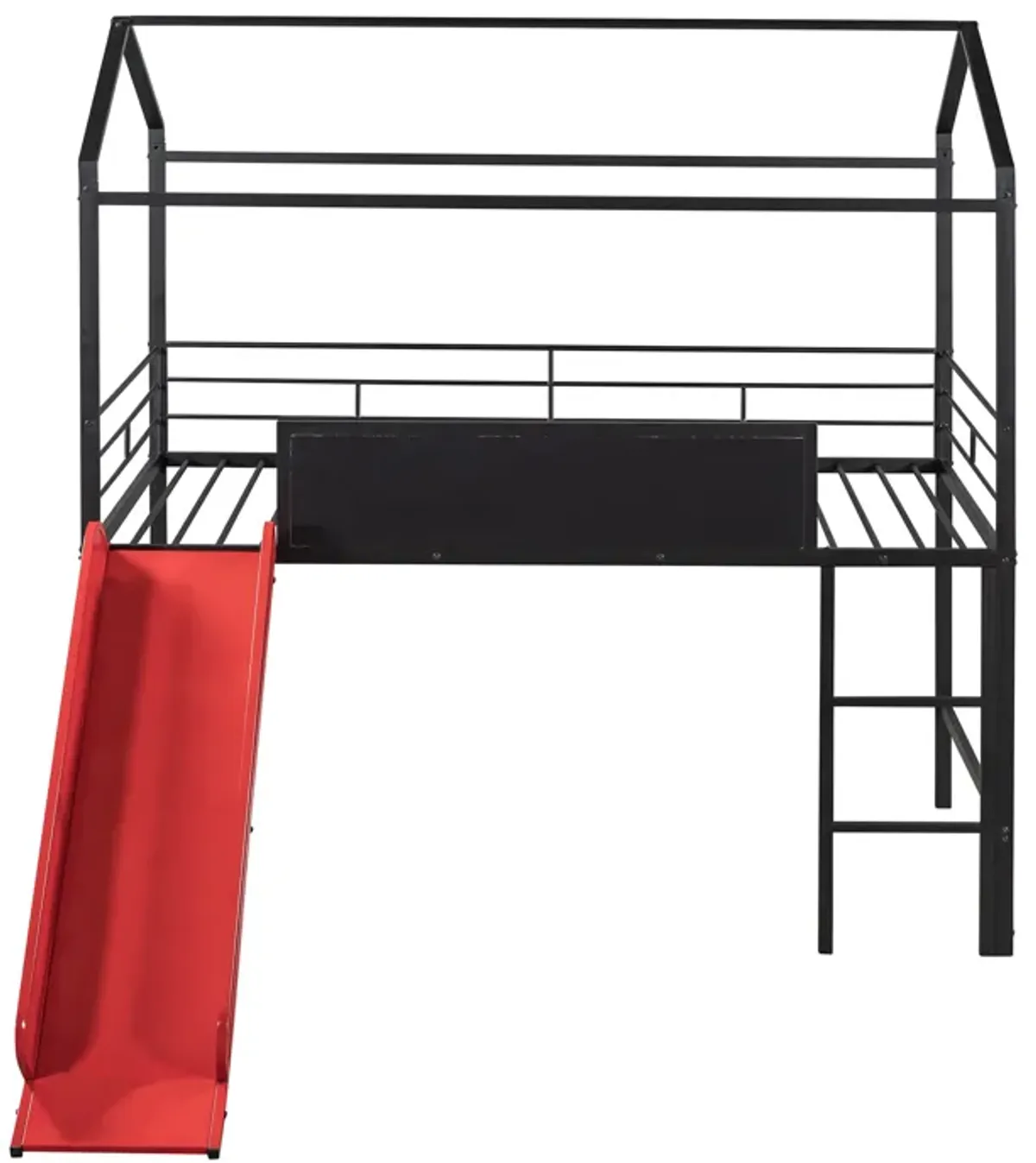 Merax Metal House Bed Loft Bed with Slide