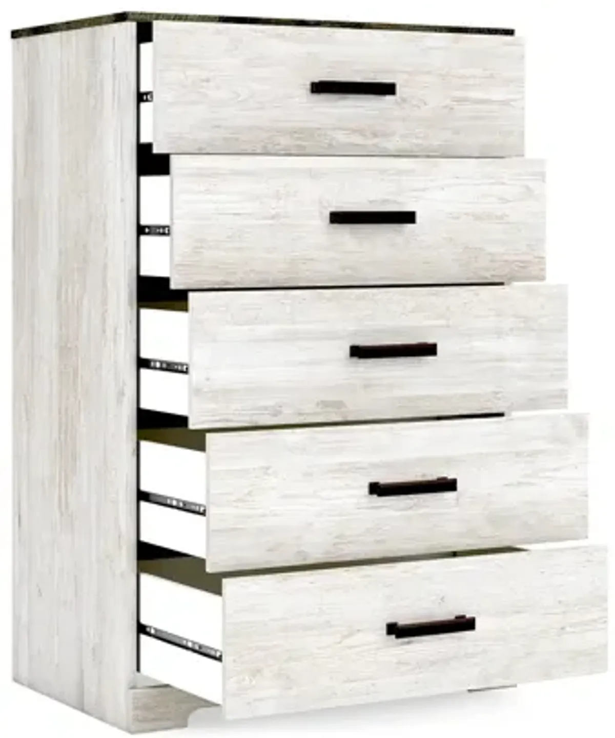 Wisp 46 Inch Tall Dresser Chest, 5 Drawers, Rustic Smooth White Finish-Benzara