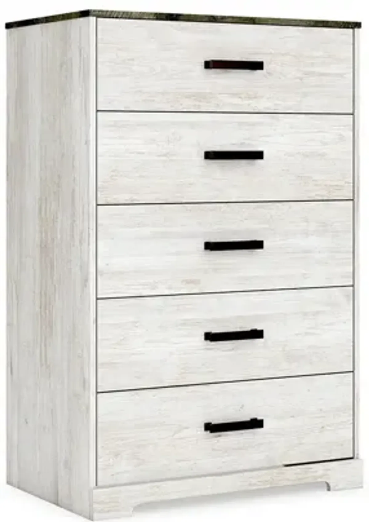 Wisp 46 Inch Tall Dresser Chest, 5 Drawers, Rustic Smooth White Finish-Benzara