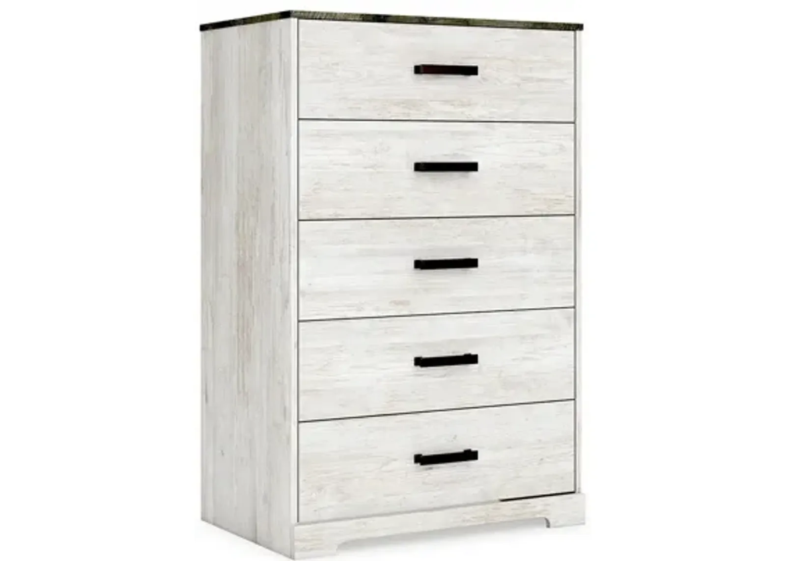 Wisp 46 Inch Tall Dresser Chest, 5 Drawers, Rustic Smooth White Finish-Benzara